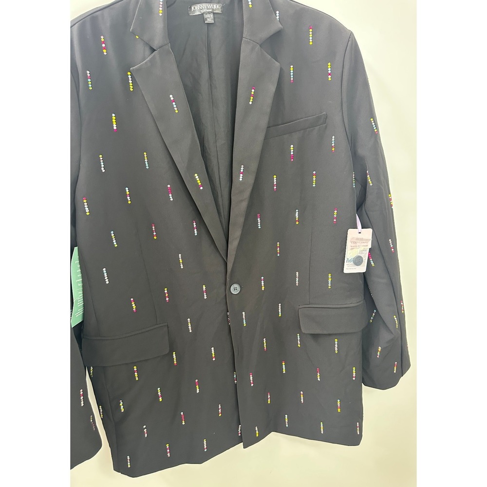 NWT Johnny Wujek Rhinestone Suit Jacket Blazer in Black Plus Size 2XLT 2X Tall - Picture 5 of 15